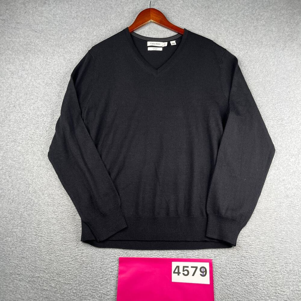 Calvin Klein Italian Yard Sweater Black Casual Classic Mens Large